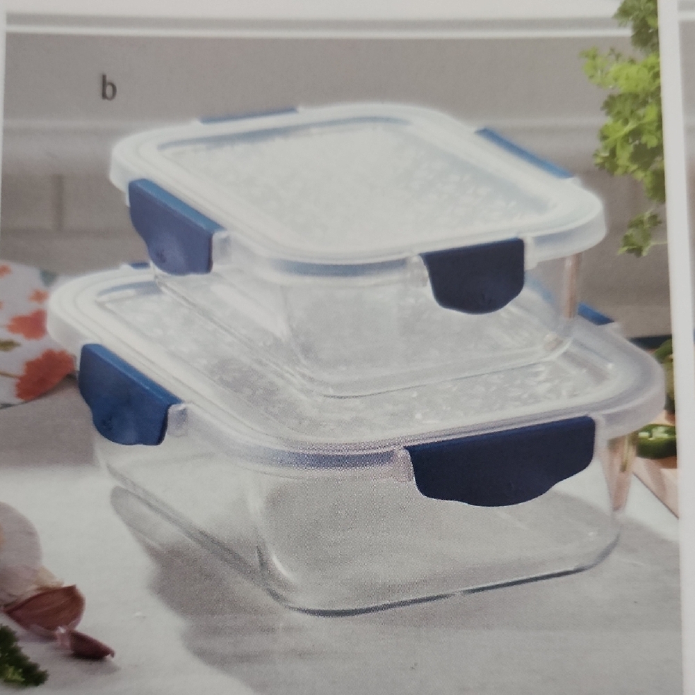 Princess House Gray and Blue Food Storage Set Airtight Containers